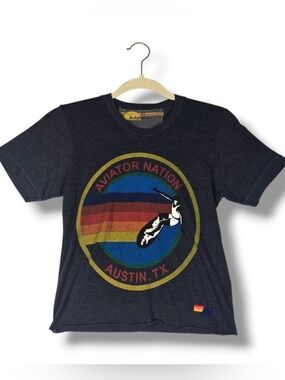 Aviator Nation Charcoal Gray Short Sleeve Crop T-shirt Austin, TX